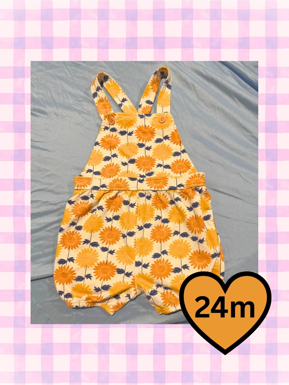 4 for $20 /Sunflower Print Yellow Toddler Romper Overalls